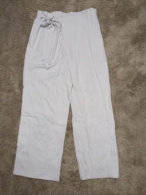 HALARA Cream Wide-Leg Tie-Waist Pants